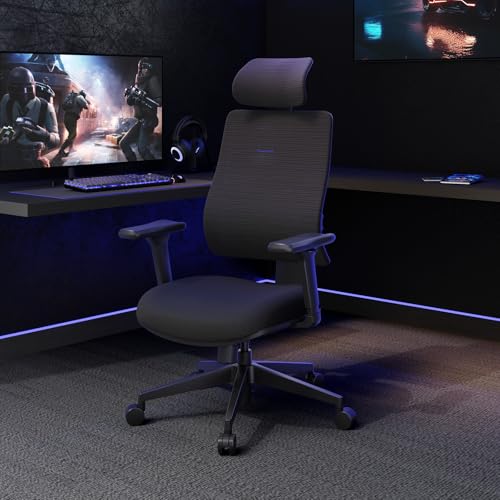 Ergonomic Home Office Chair, High Back Desk Chair with Unique Adaptive Lumbar Support, Adjustable Headrest, Seat Depth Adjustment, 96°-126° Tilt Function, Adjustable Armrest Recliner - color: Black