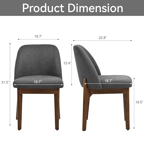 VKNOW Upholstered Wood Dining Chairs Set of 4 with Modern Fabric, Dark Grey | Modern Dining Room Chairs with Wood Legs, Kitchen Chairs for Restaurant, Living Room, No Wobble - color: Dark Grey-brown Leg, size: 4 PCS