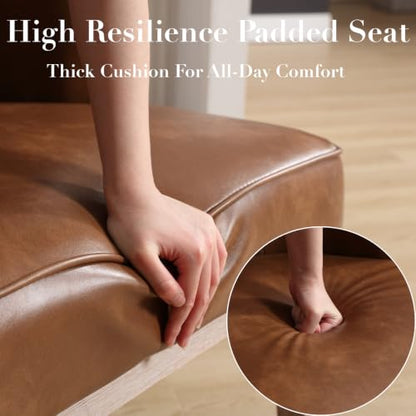 Modern Barrel Accent Chair，Mid Century Faux Leather Armless Side Chair Upholstered Comfy Reading Chair with Solid Wooden Frame for Living Room/Bedroom, Brown - color: Brown, size: 1PC