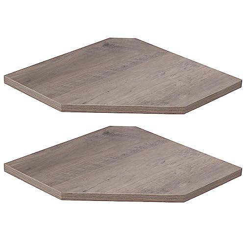 Fun Memories Corner Shelf Wall Mount, Floating Corner Shelves, Set of 2 Corner Wall Shelf Organizer, Rustic Wood Wall Storage Display Shelves for Living Room Bedroom Bathroom Kitchen, Rustic Grey - color: Grey, size: 10.5" x 10.5", Set of 2