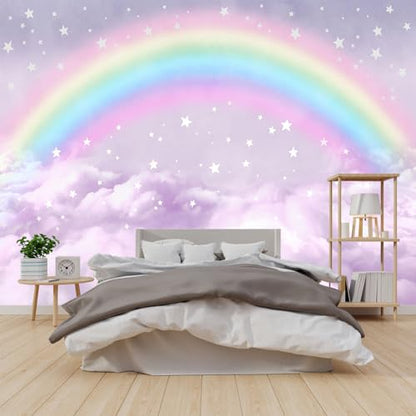 Children's Room Colorful Rainbow Peel-and-Stick Wallpaper 58"x80" | Clouds, Self-adhesive, Wall Mural,Bedroom,Beautiful,Large-scale mural paintings - color: Zzsl-02, size: 58"x80"
