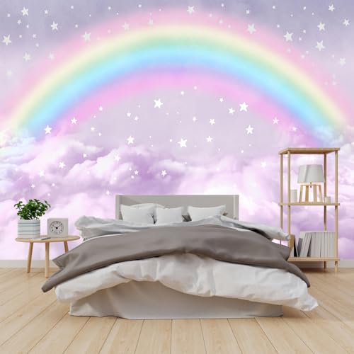 Children's Room Colorful Rainbow Peel-and-Stick Wallpaper 85"x118" | Clouds, Self-adhesive, Wall Mural,Bedroom,Beautiful,Large-scale mural paintings - color: Zzsl-02, size: 85"x118"