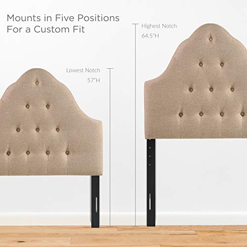 Modway Sovereign Tufted Button Linen Fabric Upholstered Twin Headboard in Beige - color: Beige, size: Twin