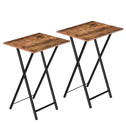 HOOBRO Folding TV Tray Tables, Set of 2 Side Table for Small Space, Industrial Snack Tables for Eating at Couch, Stable Metal Frame, Easy Assembly, Space Saving, Rustic Brown and Black BF25BZ01 - color: Rustic Brown + Black