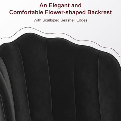 VECELO Velvet Dining Chairs Set of 2, Modern Upholstered Kitchen Chairs with Thick Cushions, Curved Padded Backrest and Metal Legs, for Kitchen, Dining Room, Living Room, Black - color: Black, size: Set of 2