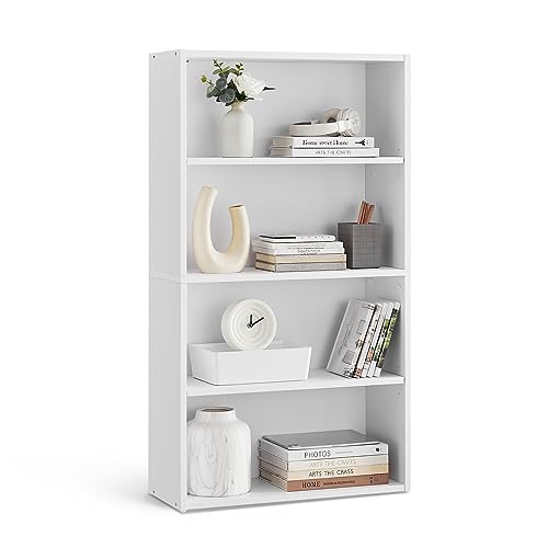 VASAGLE CUSTOS Collection - Bookshelf, 4-Tier Bookcase, Book Shelf, Open Storage Shelf, 9.4 x 23.6 x 42.4 Inches, for Living Room, Home Office, Dinning Room, Cloud White ULBC164T14 - color: Cloud White, size: 4 Tiers (23.6"W), style: 1 Pack