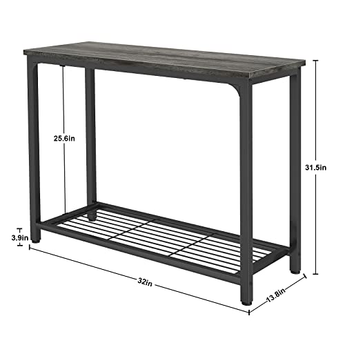 Ecoprsio Console Table Sofa Table with Mesh Shelves, 2 Tier Entryway Table Foyer Table for Entryway, Front Hall, Hallway, Sofa, Couch, Living Room, Coffee Bar, Kitchen, Grey, 32 Inch - color: Grey, style: 2-Tier
