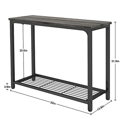 Ecoprsio Console Table Sofa Table with Mesh Shelves, 2 Tier Entryway Table Foyer Table for Entryway, Front Hall, Hallway, Sofa, Couch, Living Room, Coffee Bar, Kitchen, Grey, 32 Inch - color: Grey, style: 2-Tier
