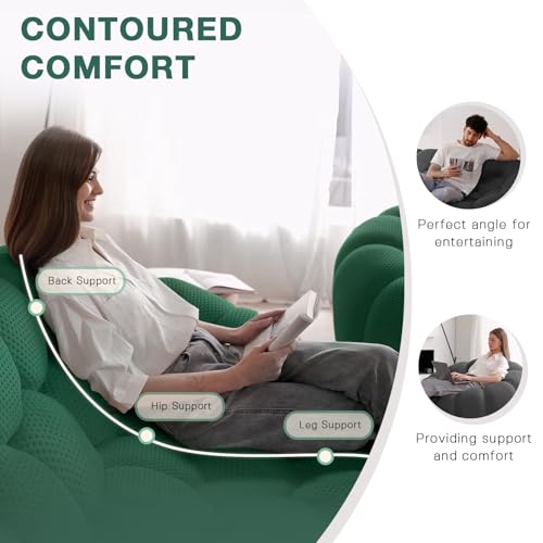 Modular Sectional Sofa,Bubble Couch Set,1 Seater+ Ottoman,Modern Upholstered Bean Bag Sofa Couch Mesh Fabric Lazy Floor Chair Living Roon Sets (Green) - color: Green, size: 48"+42"