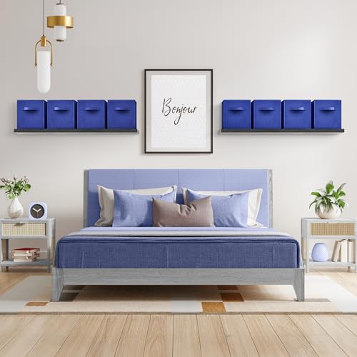 Sorbus 13 Inch Storage Bins - Sturdy Collapsible Fabric Storage Cubes with Handle - 8 Foldable Baskets for Organizing Clothes, Toys, Books - Storage Baskets for Shelves, Closets - color: Navy Blue 8 Pack, size: 13 Inch