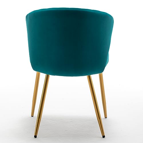 GDFStudio 30.71" Modern Velvet Accent Chair, Comfy Lounge Chair, Upholstered Side Chair with Channel Tufted Back, Gold Metal Legs, Armless Reading Chair for Living Room Bedroom Small Spaces, Teal Blue - color: Teal Blue + Polyester