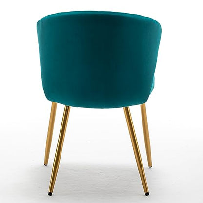 GDFStudio 30.71" Modern Velvet Accent Chair, Comfy Lounge Chair, Upholstered Side Chair with Channel Tufted Back, Gold Metal Legs, Armless Reading Chair for Living Room Bedroom Small Spaces, Teal Blue - color: Teal Blue + Polyester