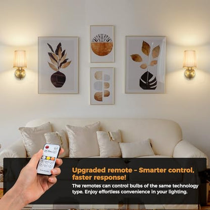 Battery Operated Wall Sconce Set of Two, Wireless Wall Sconces with 10000mAh Dimming Magnetic Bulb, Rechargeable Wall Sconce with Pleated Fabric for Bedroom Living Room Gallery Hallway, Gold - color: Gold-White