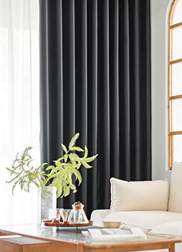Windows Black Blackout Curtains 45 inches Long 2 Panels Set Grommet Blackout Drapes Energy Saving Noise Reducing Thermal Insulated for Bedroom Living Room Nursery - color: Black, size: 52"W x 45"L (Pack of 2)
