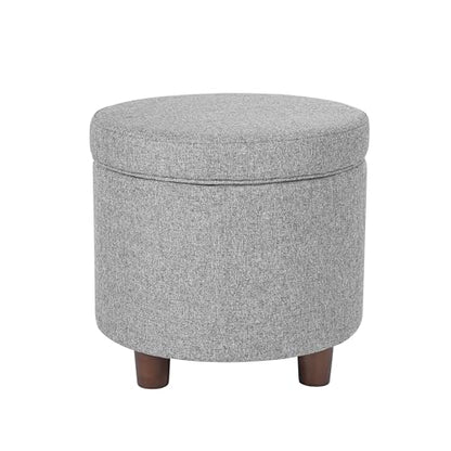 HomePop 19" Round Storage Ottoman - Light Gray Tweed - color: Light Gray