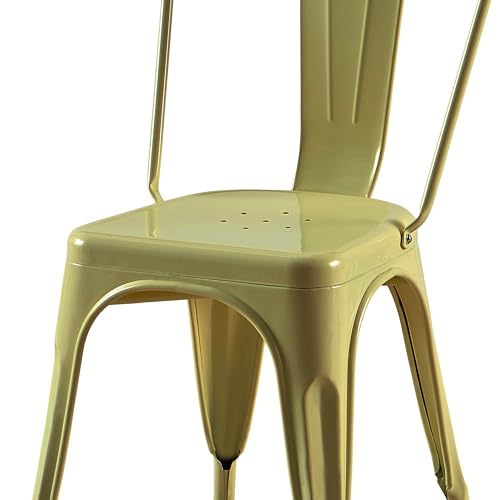 AC Pacific 18 Inch Seat Height Industrial Metal Dining Chairs, Stackable Kitchen or Bar Seat, Durable Modern Design, Versatile Accent Furniture, Set of 2, Yellow and Baby Blue - color: Yellow and Baby Blue, size: Set of 2