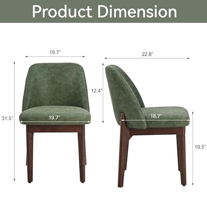 VKNOW Dining Chairs Set of 6, Faux Leather Wooden Kitchen Chairs, Green | Modern Upholstered Side Chair with Rubberwood Legs for Kitchen Dining Room Restaurant, No Wobble - color: Green, size: Set of 6