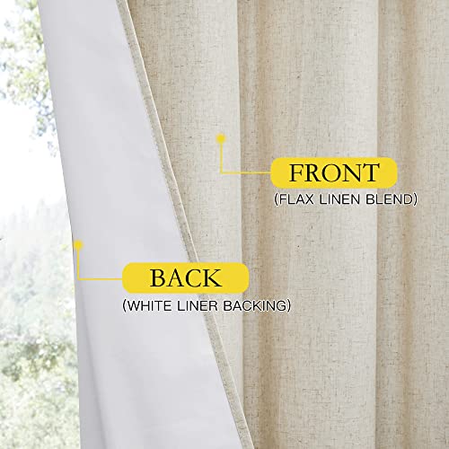 NICETOWN Natural Kitchen 100% Blackout Narrow Curtains 48 inches Long 2 Panels Set, 34" Wide, Rustic Grommet Thermal Insulated Full Blackout Window Draperies with White Liners for Cupboard - color: Natural, size: 34"W x 48"L (Pack of 2)