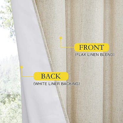 NICETOWN Natural Kitchen 100% Blackout Narrow Curtains 48 inches Long 2 Panels Set, 34" Wide, Rustic Grommet Thermal Insulated Full Blackout Window Draperies with White Liners for Cupboard - color: Natural, size: 34"W x 48"L (Pack of 2)