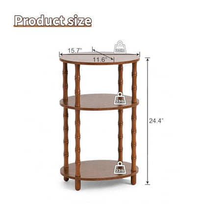 Side Table, 3-Tier Oval Accent Small End Table, Modern Oval Nightstand Accent Table for Small Space, Bedrooms, Living Room, Easy to Assemble, Rustic Brown - color: Rustic Brown, size: 15.7" x 11.6" x 24.4"