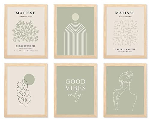 Salbeigrün Matisse Wandkunstdrucke Gerahmt, Abstrakte Matisse Wandkunst Ausstellung Poster, Galerie W. Alle Dekorationen (20.3x25.4 cm, gerahmt) - color: Gold, size: 8x10 inch