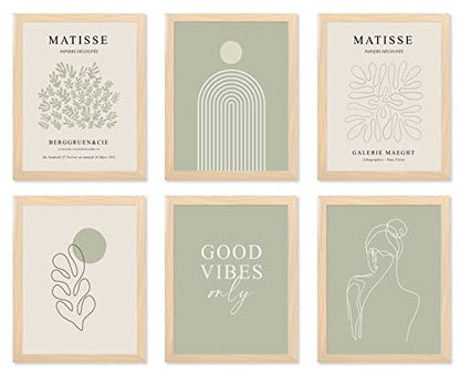 Salbeigrün Matisse Wandkunstdrucke Gerahmt, Abstrakte Matisse Wandkunst Ausstellung Poster, Galerie W. Alle Dekorationen (20.3x25.4 cm, gerahmt) - color: Gold, size: 8x10 inch