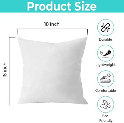 QUBA LINEN Throw Pillow Inserts (1 Piece, White), 18x18 Inches - Premium Cushion Fillers for Sofa, Bed, and Home Décor (18x18 Inch) - size: 18x18 Inch (Pack of 1)
