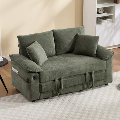3-in-1 Convertible Sofa Bed | Foldable Loveseat Couch Floor Futon Sofa Sleeper Mattress Lounge Space‑Saving, Green - color: Green