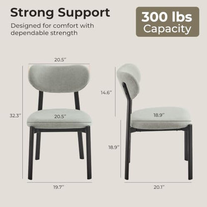 Dining Chairs Set of 4, Modern Upholstered Fabric Kitchen Chairs | Textured Fabric, Curved Back, Upholstered Seat, Metal Frame, Dining Room, Kitchen, Breakfast Nook, Restaurant, Soft Gray - color: Soft Gray, size: Set of 4
