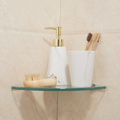 Bathroom Corner Shelf Wall Mount Glass Triangle Rack 7.8 Inch Floating Storage Holder for Shower and Bathroom Organization