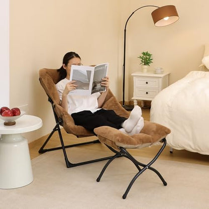 15"(H) Folding Ottoman, Set of 2, Foldable Footrest Stool, Small Foot Stool for Couch, Collapsible Foot Rest Ottoman for Sofa, Accent Padded Ottomans for Living Room, Bedroom, Brown - color: Brown 2pcs
