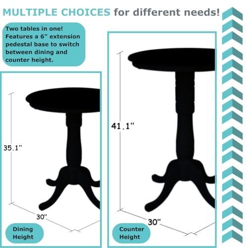 International Concepts 30" Round Top Pedestal Table - 40.9" in Black - color: Black