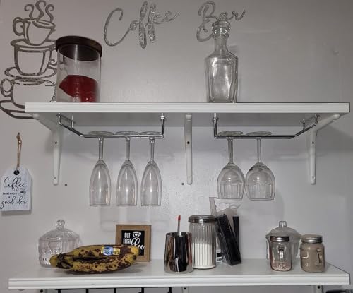 10.8 Inch Wine Glass Rack, Under Cabinet Wine Glass Holder, Wine Glass Hangers Under Shelf, Chrome Finish Stemware Rack, Hanging Stemware Holder for Cabinet Kitchen Bar, Set of 2 - color: Silver Chrome, size: 10.8 Inch 2 Pack