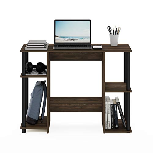 Furinno Jaya Computer Study Desk, Columbia Walnut/Black | Side Shelves, Computer Study Desk, Office Desk, for Home Office, Bedroom, Dorm - color: Columbia Walnut/Black