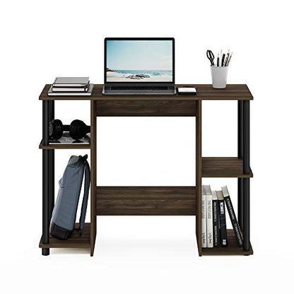 Furinno Jaya Computer Study Desk, Columbia Walnut/Black | Side Shelves, Computer Study Desk, Office Desk, for Home Office, Bedroom, Dorm - color: Columbia Walnut/Black