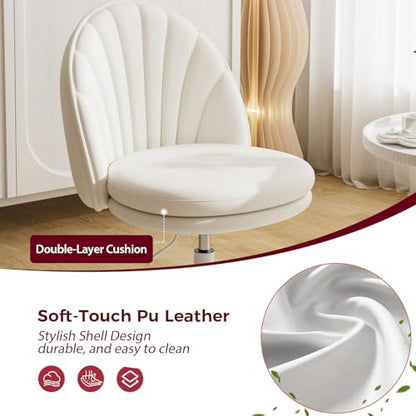 GTPLAYER Small Ergonomic Tall Office Chair, Computer Desk Chair with Wheels Versatile Height Use: Office to Bar Stools (or Standing Desk), Vanity Chair with Back PU Leather Shell Design for Gift - color: Pu-white