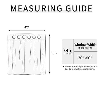 Easy-Going Blackout Curtains for Bedroom, Solid Thermal Insulated Grommet and Noise Reduction Window Drapes, Room Darkening Curtains for Living Room, 2 Panels (42x36 in, Grey) | Washable Grommet Top Window Drapes for Bedroom and Living Room, Noise Reducti