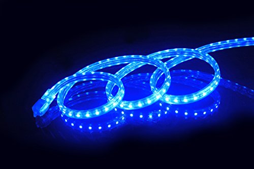 UL Listed, 10 Feet,Super Bright 2700 Lumen, Blue, Dimmable, 110-120V AC Flexible Flat LED Strip Rope Light, 180 Units 5050 SMD LEDs, Indoor Outdoor Use, Ready to use - color: Blue