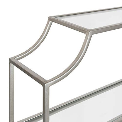 Kate and Laurel Ciel Glam 3-Tier Scalloped Wall Shelf, 20 x 30, Silver, Modern Shelving with Glass Tiers - color: Silver