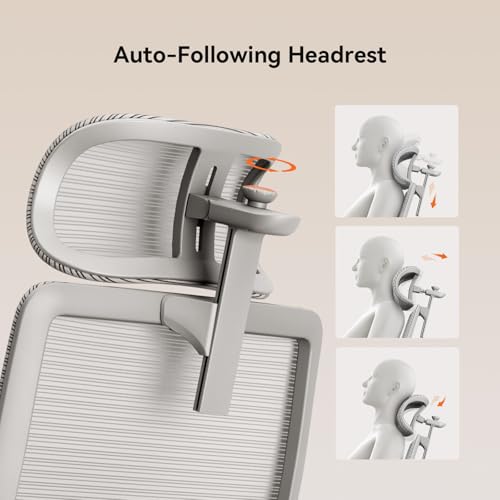 Ergonomic Office Chair-Home Office Desk Chair with Footrest, Auto-Following Backrest & Headrest, 4D Armrests, 96°-136° Recline - color: Grey, size: Without Laptop Table + Auto-Following Headrest
