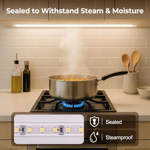 cambk 36inch Plug in Under Cabinet Lighting Strip for Kitchen - size: 36inch