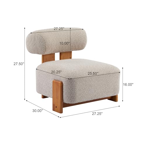 Christopher Knight Home Jillian Modern Boucle Upholstered Accent Chair, Armless Living Room Single Lounge Sofa, Comfy Reading Chair for Bedroom, Low Profile Chair, Almond Beige+Brown