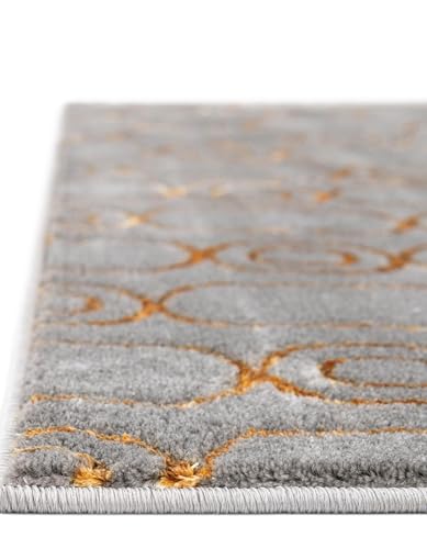 Rugs.com Vogue Geo Collection Rug – 2x3 Gray Medium-Pile Rug Perfect for Entryways, Kitchens, Breakfast Nooks, Accent Pieces - color: Gray and Gold, size: 2' x 3' Rectangular