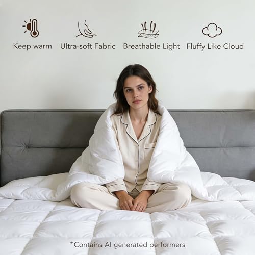 Luxury White Goose Feathers Down Fiber Comforter Full Size Duvet Insert | Hotel Collection 100% Cotton Cover Fabric,All Season Medium Warmth,High Fill Power,8 Corner Tabs,Breathable,Hypoallergenic - size: Full (82''x 86'')