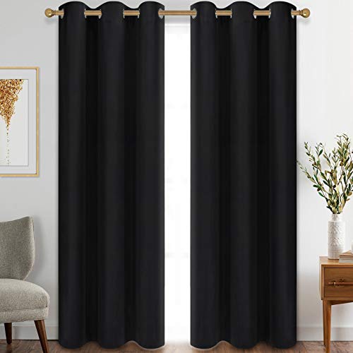 Diraysid Blackout Curtains for Bedroom Grommet Thermal Insulated Room Darkening Curtains (42 x 84 Inch, 2 Panels, Black) - color: Black, size: 42"W x 84"L (Pack of 2)