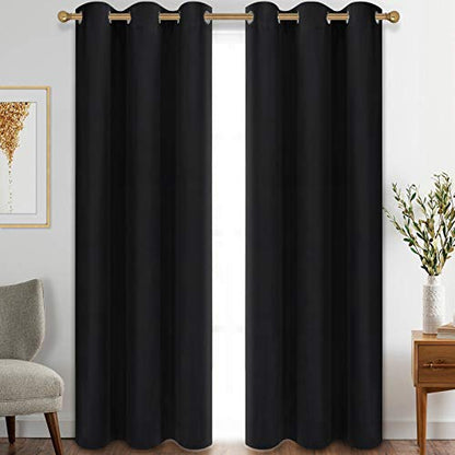 Diraysid Blackout Curtains for Bedroom Grommet Thermal Insulated Room Darkening Curtains (42 x 84 Inch, 2 Panels, Black) - color: Black, size: 42"W x 84"L (Pack of 2)
