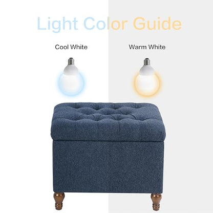 Spatial Order 24" Button Tufted Storage Ottoman - Blue Woven Fabric - color: Blue Woven Fabric