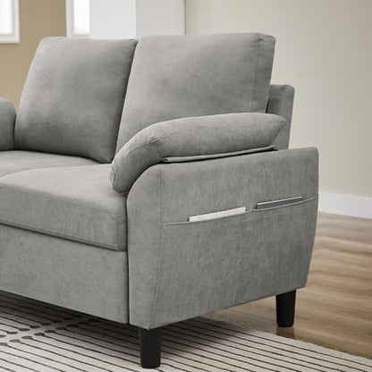 Small Loveseat Sofa, 57" Mid Century Modern Love Seat, 2 Seater Couches for Living Room, Bedroom, Small Spaces, Light Grey - color: Light Grey