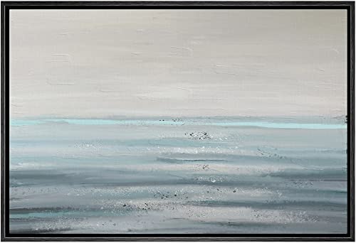 SIGNWIN Framed Canvas Print Wall Art Baby Blue Gray Pastel Watercolor Landscape Abstract Shapes Illustrations Modern Art Decorative Elements Colorful for Living Room, Bedroom, Office - 16"x24" Black - color: A11-02-lage-2022, size: 24"L x 16"W
