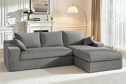 101'' Modular Sectional Sofa, Cloud Sectional Couches for Living Room, Comfy Boneless Couch with Deep Seat, Modern L-Shape Sofa with Chaise, No Assembly Required (Grey, Right Facing Chaise) - color: Velvet Grey, size: 101''Right Facing